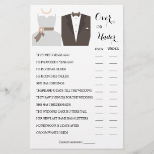 Over or Under Couples Shower Game Card Flyer