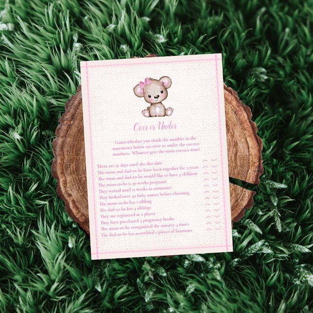 Over or Under Cute Girl Bear Game Card (Creator Uploaded)
