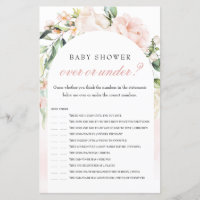 Over Or Under Elephant Blush Baby Shower Game