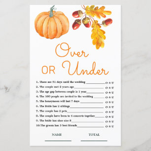 Over or Under Fall Pumpkin Bridal Game