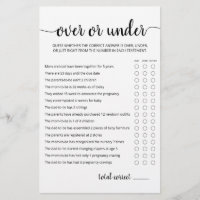 Over or Under Game Baby Shower party game