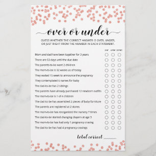 Over or Under Game Baby Shower party game