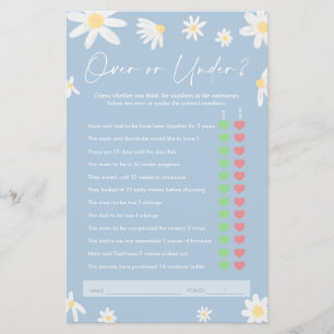 Over or Under Game, Dusty Blue Baby Shower Game