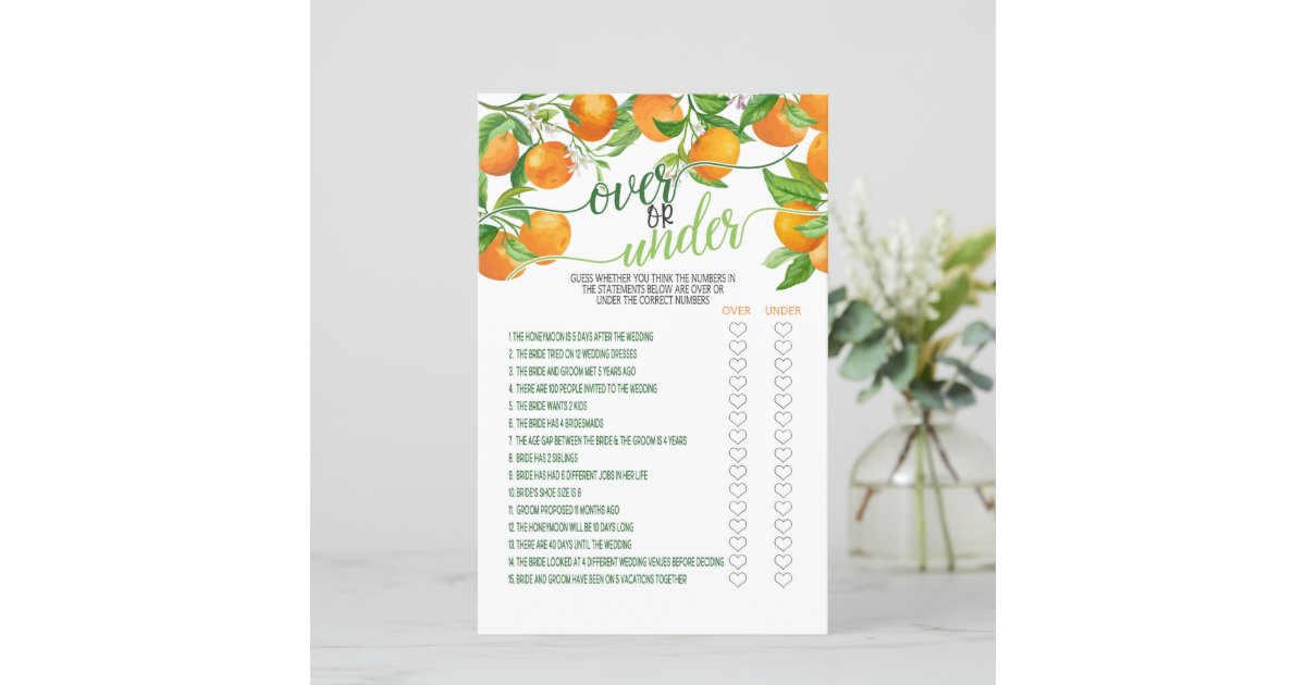 Over or Under Game - Orange | Zazzle