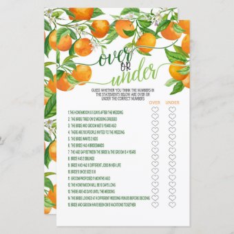 Over or Under Game - Orange | Zazzle