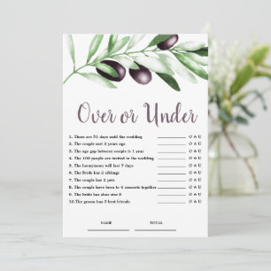 Over or Under Olive Bridal Shower Game Invitation