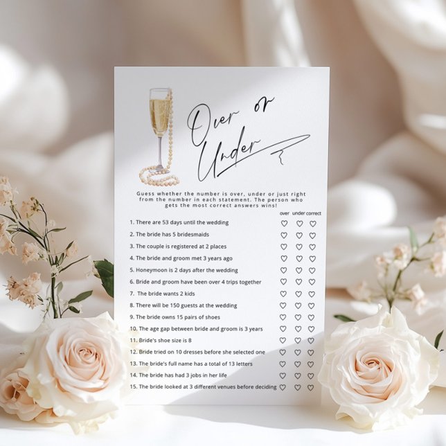 Over or Under Pearls and Prosecco bridal game (Creator Uploaded)