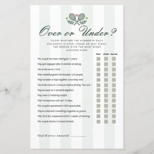 Over or Under Perfect Match Bridal Shower Game
