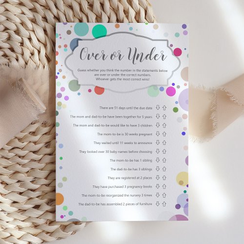 Over or Under Polka Dots Baby Shower Game