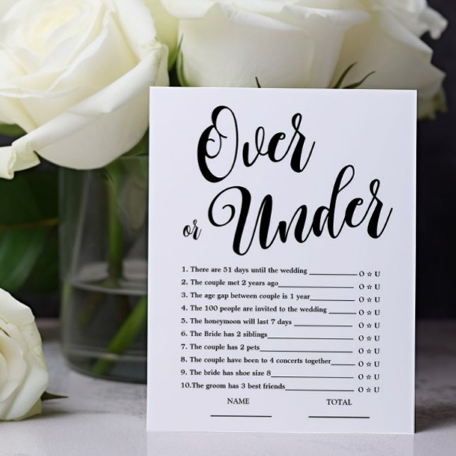 Over or Under Simple Bridal Shower Game (Creator Uploaded)