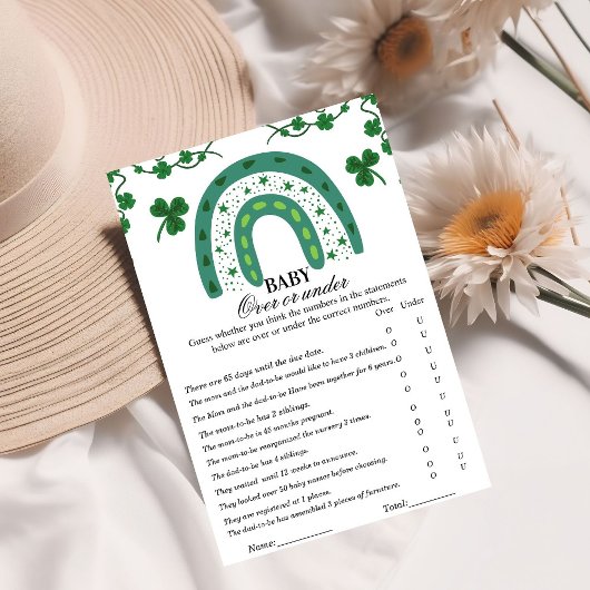 Over or under st patrick baby shower game