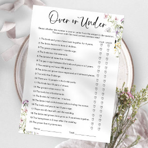 Over Or Under Wildflower Bridal Shower Game Invitation