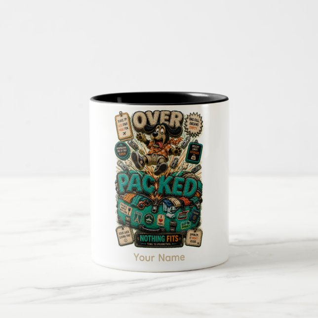 Over Packed Personalized Funny Student Two-Tone Coffee Mug (Center)