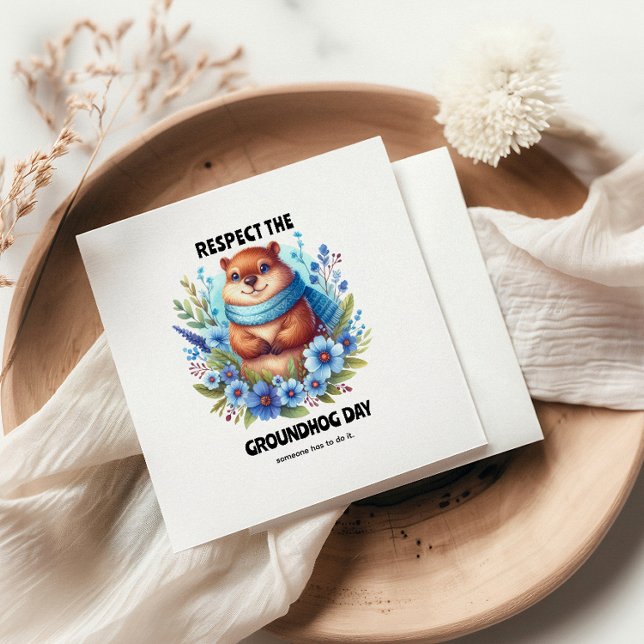 Over Rated? Watercolor Celebrating Groundhog Day  Napkins (Creator Uploaded)