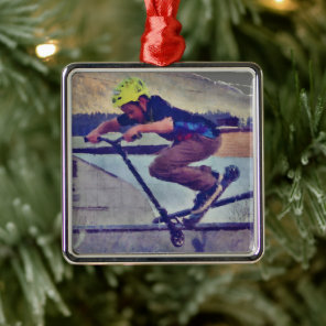 Over the Edge - Stunt-Scooter Champ Metal Ornament