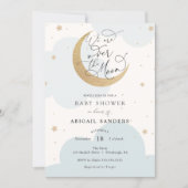 Over the Gold Moon Blue Baby Shower invitation (Front)
