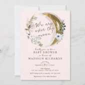 Over The Gold Moon Dreamy Boho Pink Baby Shower Invitation (Front)