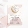 Over the Gold Moon Pink Baby Shower By Mail Invitation