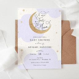 Over the Gold Moon Purple Baby Shower invitation