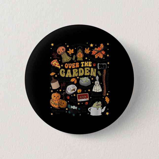 Over The Halloween Garden Wall Pumpkin Fall Thanks Button (Front)
