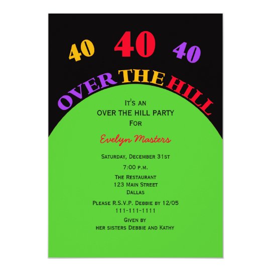 Over the Hill 40th Birthday Party Invitation | Zazzle.com
