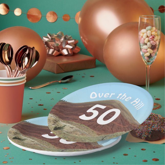 Over the Hill 50th Birthday Milestone Paper Plates (Multi)