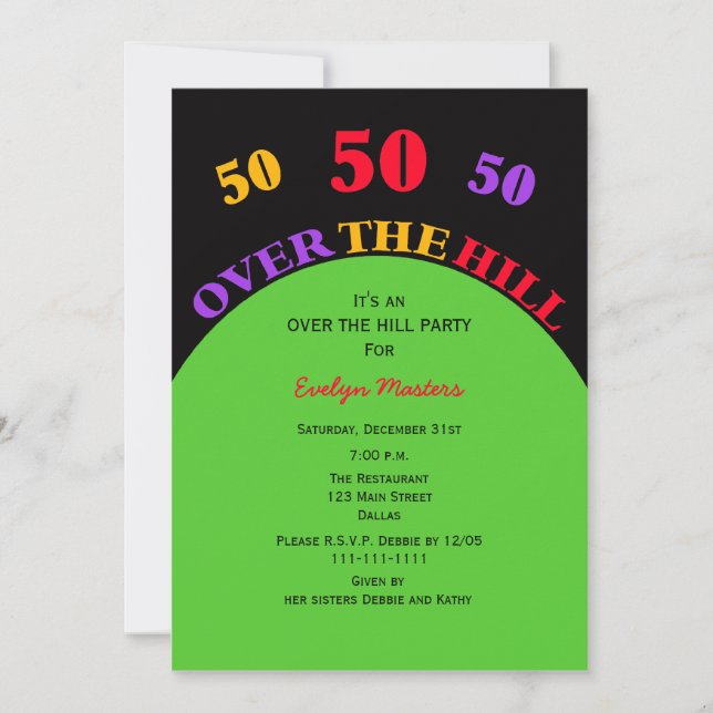 Over the Hill 50th Birthday Party Invitation (Front)