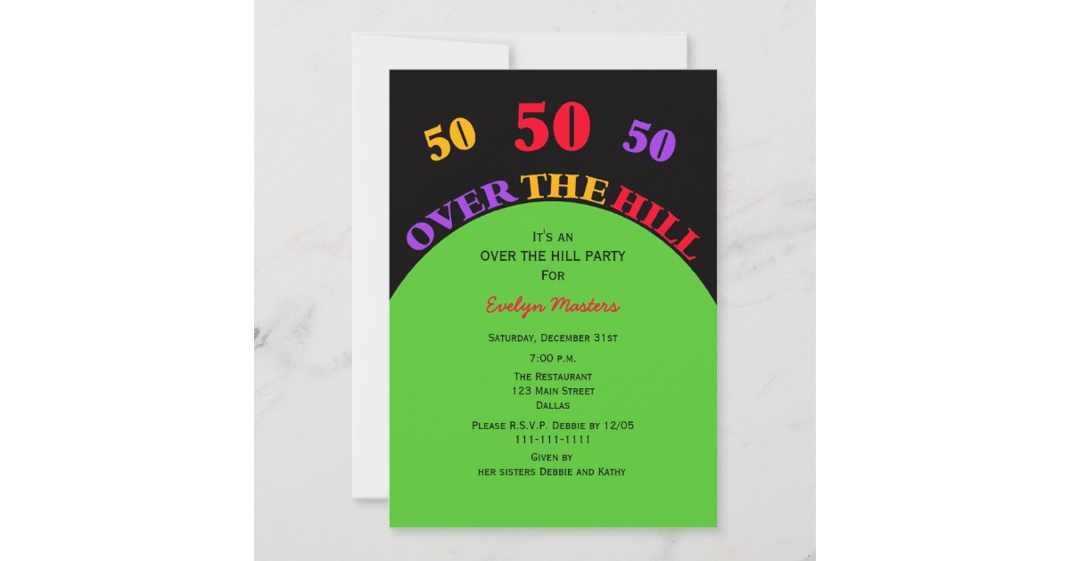 Over the Hill 50th Birthday Party Invitation Zazzle