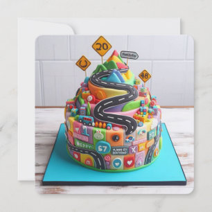  OVER THE HILL  BIRTHDAY CAKE CARD