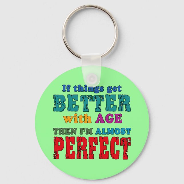 Over the Hill Birthday Humor Keychain (Front)