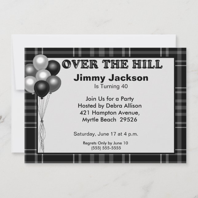 Over the Hill Birthday Invitations (Front)