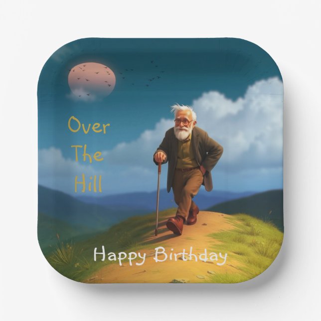 Over The Hill Birthday Paper Plates (Front)