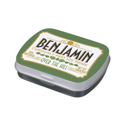 Over the Hill Birthday Party Favor Jelly Belly Tin (Side)