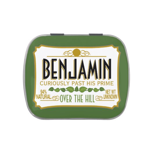 Over the Hill Birthday Party Favor Jelly Belly Tin (Top)