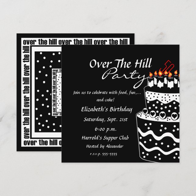Over The Hill Birthday Party Invitation (Front/Back)