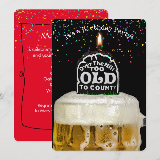 Over the Hill Birthday Party Invitation (Front/Back)