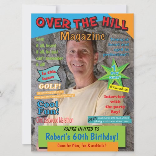 Over the Hill Birthday Party Magazine Cover Invite