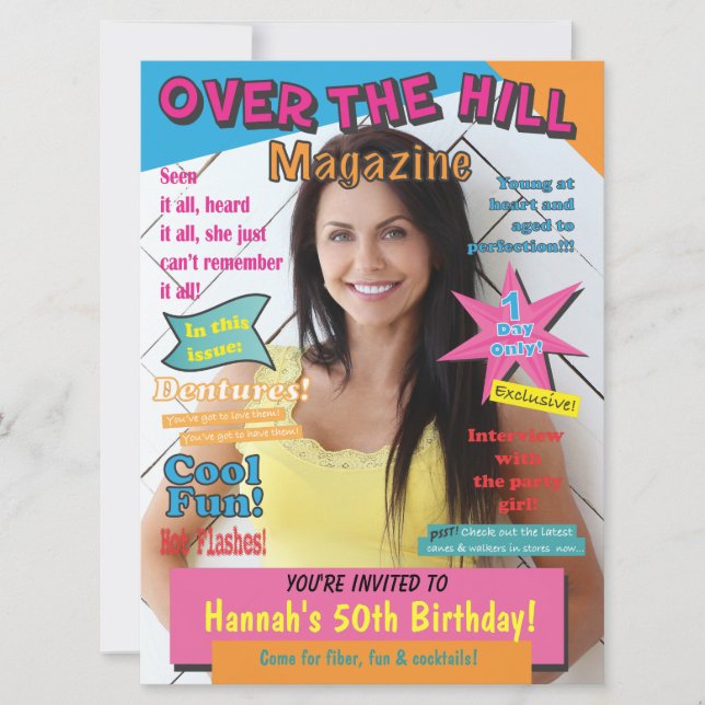 Over the Hill Birthday Party Magazine Cover Invite (Front)