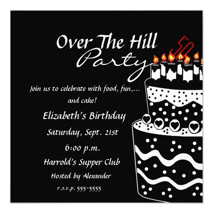 Over The Hill Birthday Party Personalized Invites