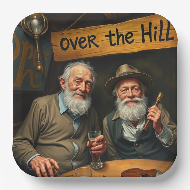 Over The Hill Club 2 Paper Plates (Front)