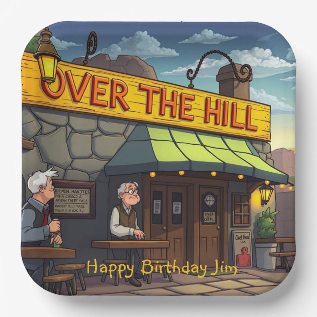 Over The Hill Club 3 Paper Plates (Front)