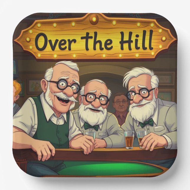 Over The Hill Club Paper Plates (Front)