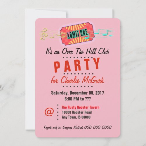 Over The Hill Club Party Invitation