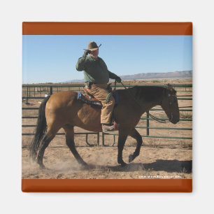 Over the Hill Cowboy and Horse - Western Humor Magnet