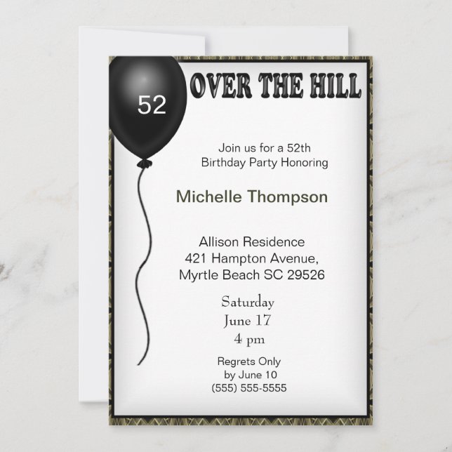 Over the Hill Customizable Age Birthday Invitation (Front)