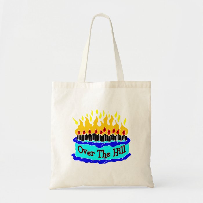 Over The Hill Flaming Birthday Cake Canvas Bags
