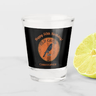 Over The HIll Old Crow Geezer Gag Joke Shot Glass