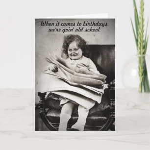 Over the Hill Old School Vintage Funny Birthday Card