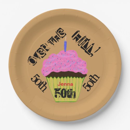 Over the Hill Personalized Pink Cupcake Plates