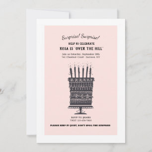 Over the Hill Pink Birthday Cake Invitation